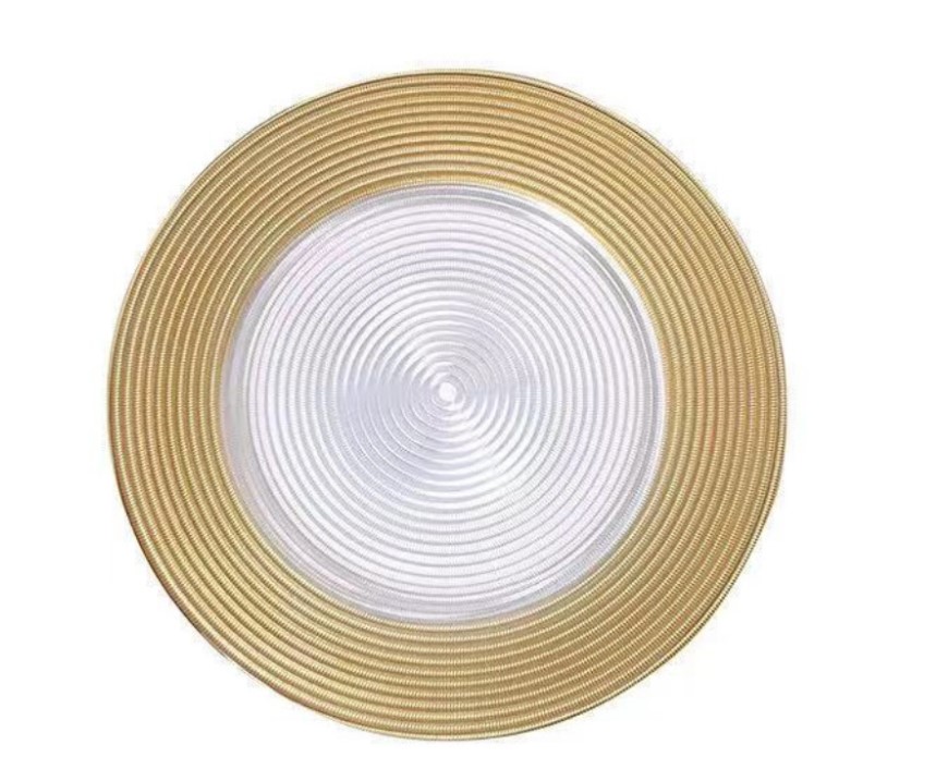 Πιατέλα Σερβιρίσματος Γυάλινη 33εκ. Onda Gold CRYSPO TRIO 80.037.05 (Υλικό: Γυαλί, Χρώμα: Χρυσό ) - CRYSPO TRIO - 80.037.05